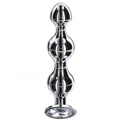 DIAMOND STAR Anal BEADS LARGE Gay Butt Plugs Sex Toys, Metal Silver ANAL PLUGS Gay Sex Toys