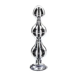 Diamond Star Anal Beads Medium, Metal Silver Anal Beads, Gay Anal Sex Toys