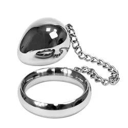 Donut Cock Ring With Anal Egg, Stainess Steel Silver Cock And Ball Torture Anal Cock Rings