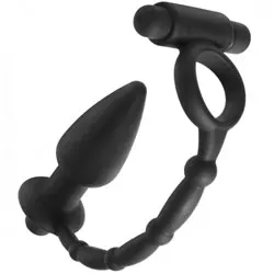 Master Series Viaticus Dual Cock Ring And Anal Plug Vibrator, Beginners Gay Dildos Butt Plugs Anal Cock Rings Duo Penetration Male Prostate Massagers Toys, Gay Anal Sex Toys