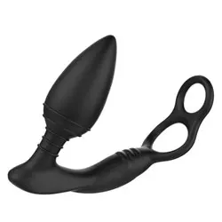 Nexus Simul8 Butt Plug, Dual Butt Plug and Cock and Ball Toy, Black Silicone Butt Plug