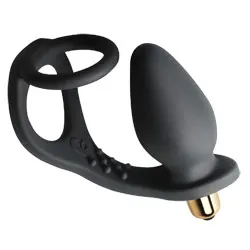 Rocks Off 7 Speed ROZen Black Anal Cock Rings, Anal Vibrators, Gay Butt Plugs, Vibrating Butt Plug with Anal Cock Rings
