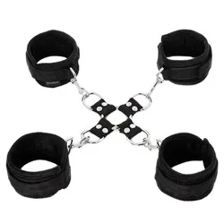 SportSheets 5 Piece BDSM Hog Tie, BDSM Collars and Leashes, Wrist and Ankle Restraints Set