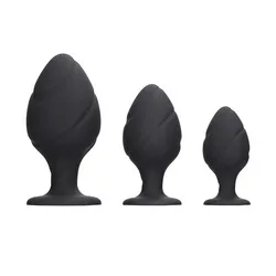 OUCH SILICONE SWIRLED BUTT PLUG SET BLACK Classic Gay BEGINNERS BUTT PLUG Sex Toys, Anal BEGINNERS BUTT PLUG Gay Sex Toys for Beginners