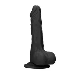 RealRock 9 Inch Black Realistic Dildo with Testicles, Penis Dildos for Anal and Suction Cup Dildos