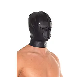 Rimba Black Leather Blindfolds & Masks, Full Face Blindfolds & Masks With Detachable Blinkers