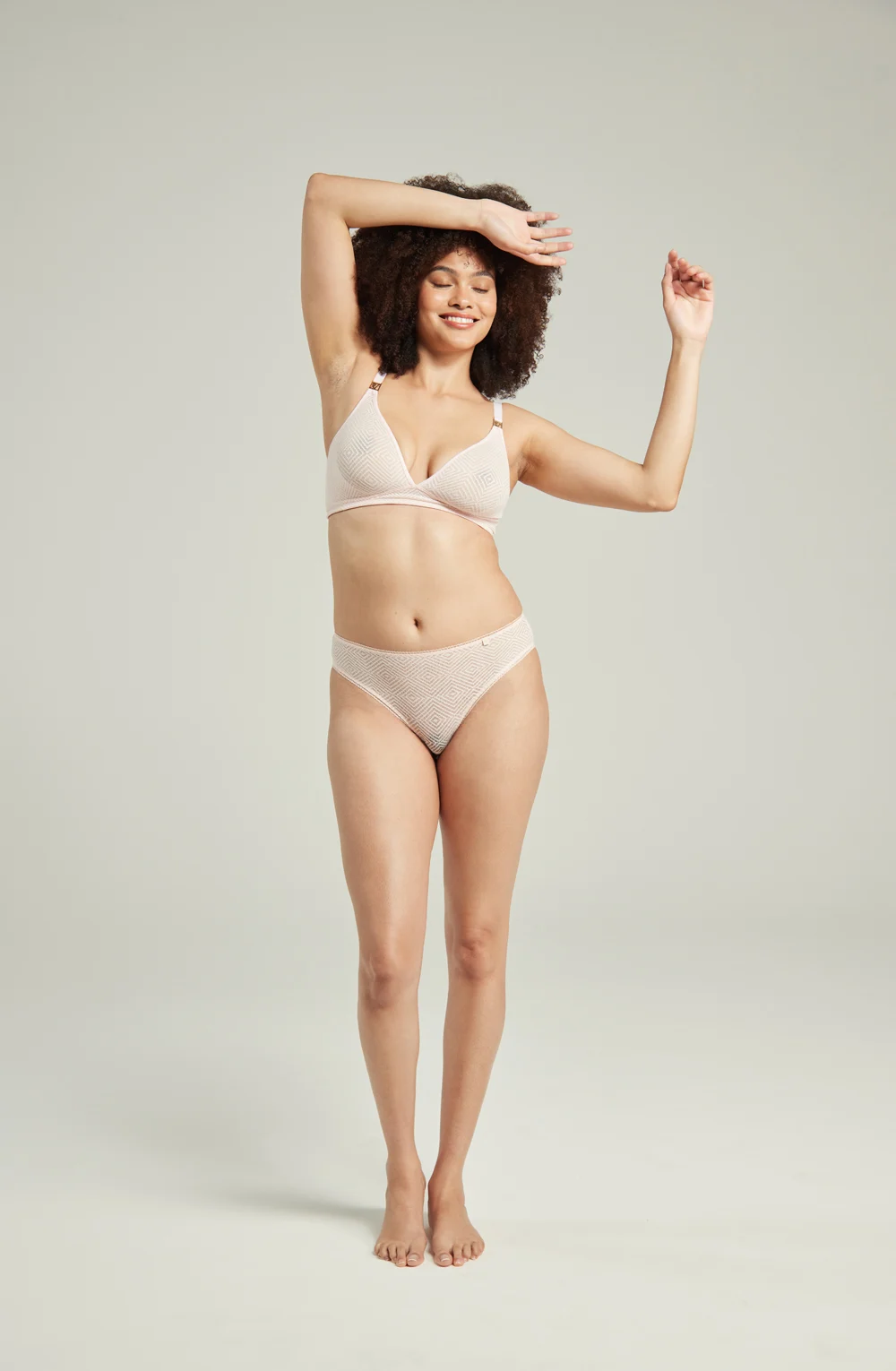 The Sheer Deco High Leg Brief Blush Pink