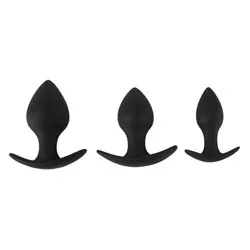 Black Velvet Silicone Three Piece Anal Training Set, Beginners Anal Sex Toys, Butt Plugs, Gay Butt Plugs, Gay Anal Sex Toys