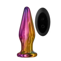 Glamour Glass Remote Control Tapered Butt Plug, Vibrating Anal Toy for Beginners, Male Prostate and Gay Sex Toys