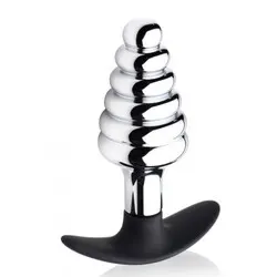 Master Series Dark Hive Metal And Silicone Ribbed Anal Plug, Beginners Anal Sex Toys and Ribbed Butt Plugs
