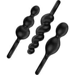 Satisfyer Booty Call Set Of 3 Black Anal Plugs, Butt Plugs, Beginners Anal Sex Toys, Gay Butt Plugs, Gay Vibrating Butt Plugs, Prostate Massagers