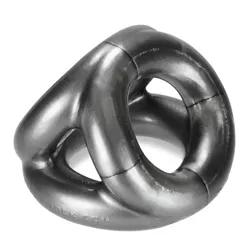 Oxballs TriSport 3 Ring Cocksling, Classic Silicone And Rubber Triple Cock Rings, Steel