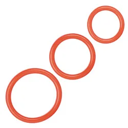 TriRings Set Of Three Classic Cock Rings, Silicone And Rubber Red Classic Cock Rings