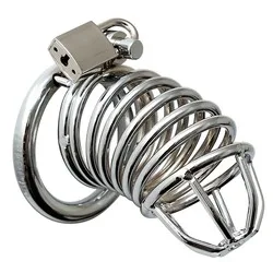 Chrome Chastity Cock Cages And Plugs, Premium Silver Metal Cock Cages And Plugs