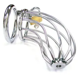 Rouge Stainless Steel Chastity Cock Cages And Plugs With Padlock, Silver Metal Premium Cock Cages And Plugs