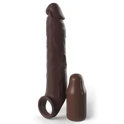 PipeDream Cock Sleeves, Gay Sex Toys, XTensions Elite 3 Inch Penis Extender With Strap, Silicone Flesh Brown Cock Sleeves Extension, Classic Cock Sleeves