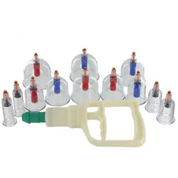 Master Series 12 Piece Cupping Sets, Plastic Clear Professional Cupping Sets