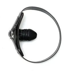 Rimba Leather Black Dildo Gags, Leather Penis Dildo Gags