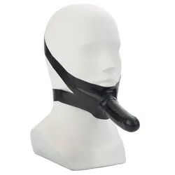 Face Strap On And Mouth Gag, The Accommodator Black Dildo Gags