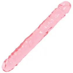 Crystal Jellies 12 Inch Double Dong Pink Gay Duo Penetration Double Ended Dildos, Jelly Penis Double Ended Dildos