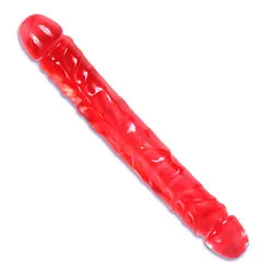 Vivid Essentials Twelve Inch Double Dong Anal Gay Duo Penetration Double Ended Dildos, Jelly Red Large Penis Realistic Double Ended Dildos