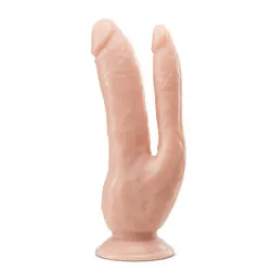 Dr. Skin Dual 8 Inch Dual Penetrating Dildo With Suction Cup, Flesh Pink PVC Couples Duo Penetrator