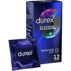 Durex Extended Pleasure Regular Fit Condoms 12 Pack, Durex Latex Clear Condoms