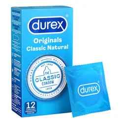 Durex Originals Classic Natural Condoms 12 Pack, Durex Latex Regular Condoms