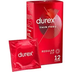 Durex Thin Feel Regular Fit Condoms 12 Pack, Durex Latex Clear Condoms