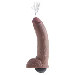 King Cock 9 Inch Ejaculating Dildos with Balls, Brown Penis Dildos for Gay Dildos and Gay Butt Plugs