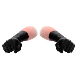 Fist It Black Latex Short Fetish Gloves, Latex Waterproof Black Fetish Gloves