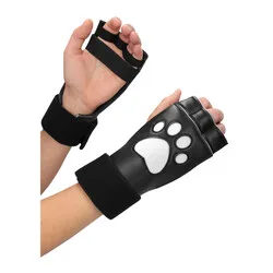 Neoprene Puppy Paw Fetish Gloves, Puppy Play Black Fetish Gloves