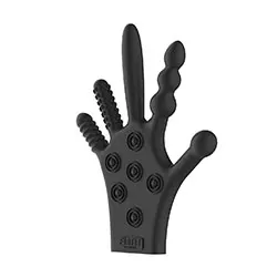 Silicone Stimulation Fetish Gloves, Waterproof Black Fetish Gloves