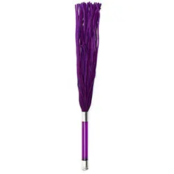 Rimba Purple Suede Floggers With Glass Handle And Crystal, Suede Exquisite Floggers for Sensual Play