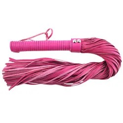 Rouge Garments Large Pink Floggers, Exquisite Leather Flogger Whip for Sensual Play