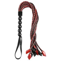 Sportsheets Saffron Braided Floggers, Premium BDSM Red Leather Floggers for Sensual Play