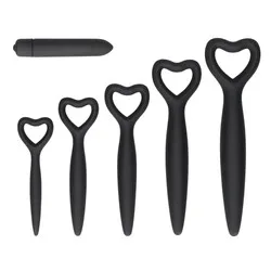 Silicone Vaginal Dilator Couples G Spot Vibrator Kits, Black Mini Vibrator Kits Bondage Toys for Beginners