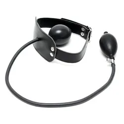 Rimba Black Leather Gag, Leather Inflatable Gag