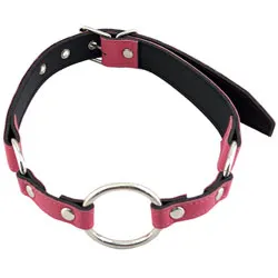 Rouge Garments O Ring Gag, Leather Pink Gag