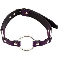 Rouge Garments O Ring Gag, Leather Purple Gag