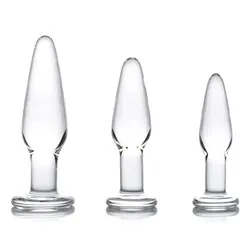 XR Dosha 3 Piece Glass Anal Butt Plug Kit, Beginners Classic Glass Butt Plug, Gay Anal Sex Toys