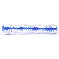 WAVY GLASS DILDO, BLUE Glass DILDO, BUTT PLUG ANAL DILDO, GAY ANAL SEX TOYS