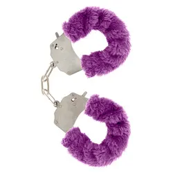 ToyJoy Furry Fun Wrist Cuffs Handcuffs, Metal Purple Handcuffs