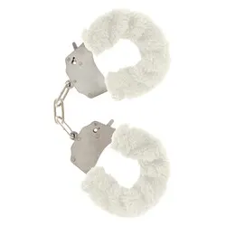 ToyJoy Furry Fun Wrist Cuffs Handcuffs, Metal White Handcuffs