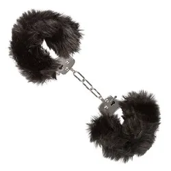 Ultra Fluffy Furry Handcuffs, Black Metal Handcuffs