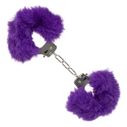 Ultra Fluffy Furry Handcuffs, Purple Metal Handcuffs