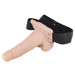 Erection Assistant Hollow Vibrating StrapOn 6 inch Flesh Pink, Cock Sleeve Pegging Hollow Strap Ons Extensions, Penis Extenders And Stretchers Strap On Dildos, Gay Anal Sex Toys