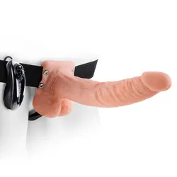 Fetish Fantasy Series 9 Inch Vibrating Hollow Strap On Flesh, Cock Sleeve Hollow Strap On Dildos with Harnesses, Penis Extenders And Stretchers