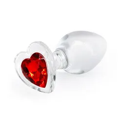 Crystal Desires Glass Heart Medium Jeweled Butt Plug, Classic Beginners Clear Glass Anal Jeweled Butt Plugs, Gay Anal Sex Toys
