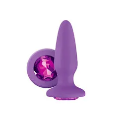 Glams Silicone Rainbow Gem Jeweled Butt Plug Purple, Classic Beginners Anal Jeweled Butt Plugs, Gay Anal Sex Toys